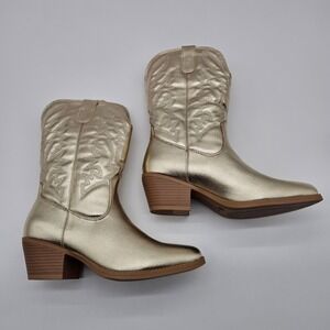Unionbay Dolly Gold Metallic Western Cowboy Boots Size 7.5M